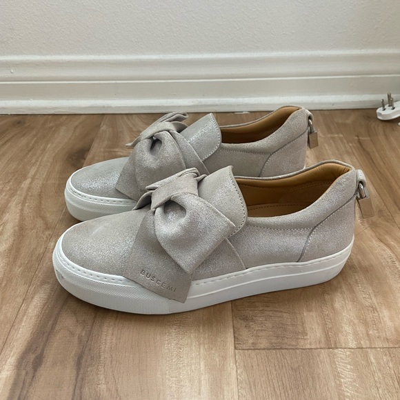 🎁 Buscemi Italian Sneakers Low Tops With Bow /Size 38 size 8 Glitter Beige 🎁 - Picture 13 of 16